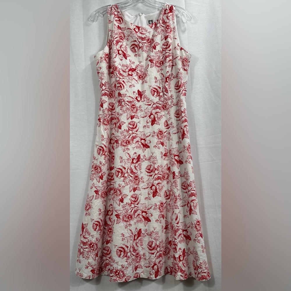 ANNE KLEIN Sleeveless Floral linen Dress Sz10 vibrant super light! A-16 - Picture 2 of 16